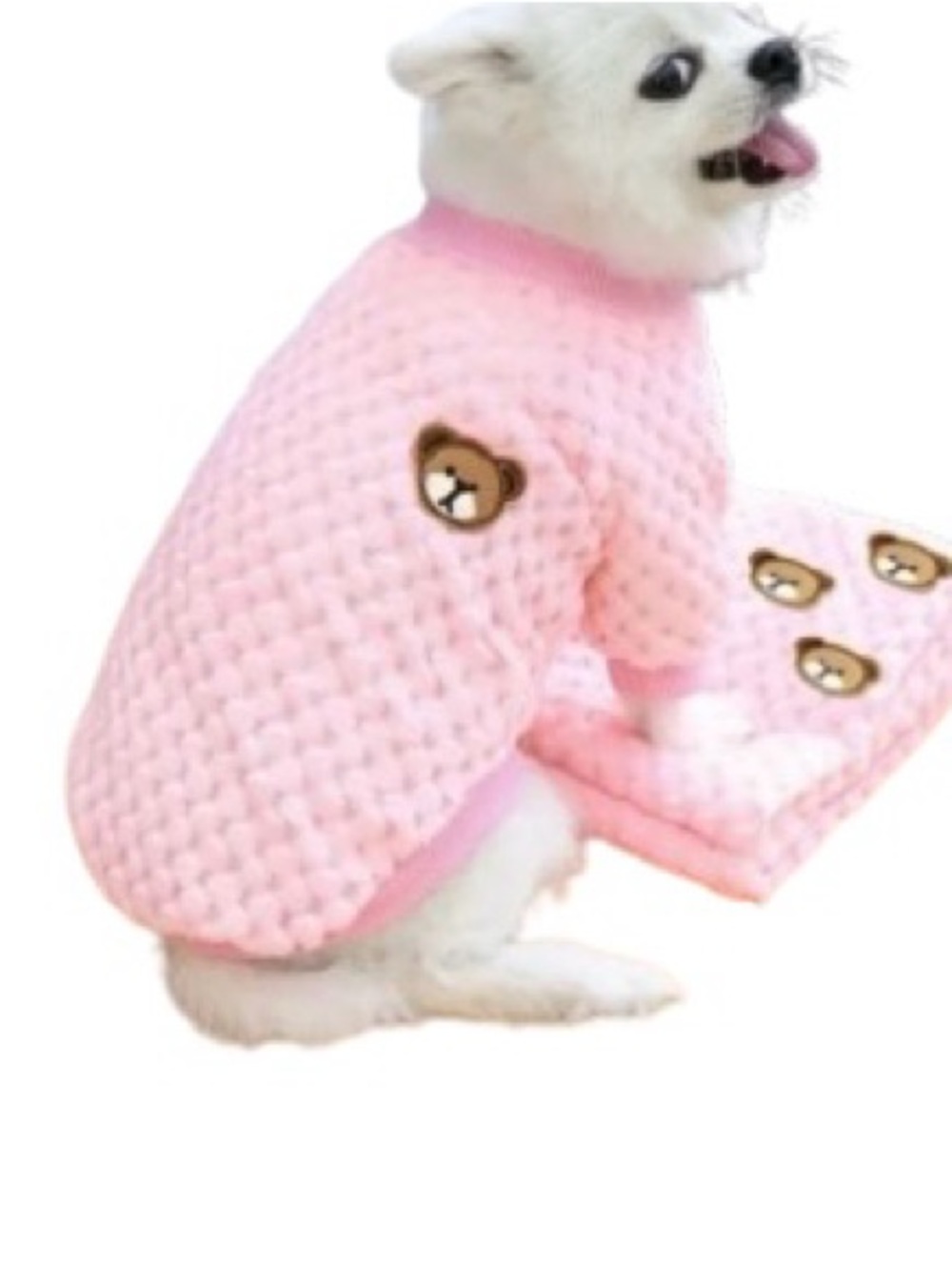 Fleece Pullover Dog Sweater With Bear Print